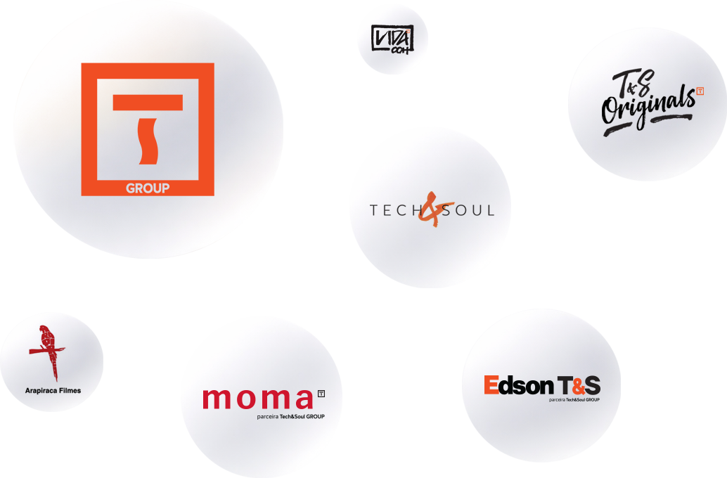 Empresas do T&S Group: T&S Group, VidaOOH, T&S Originals, Tech&Soul, Arapiraca Filmes, Moma Propaganda e Edson T&S